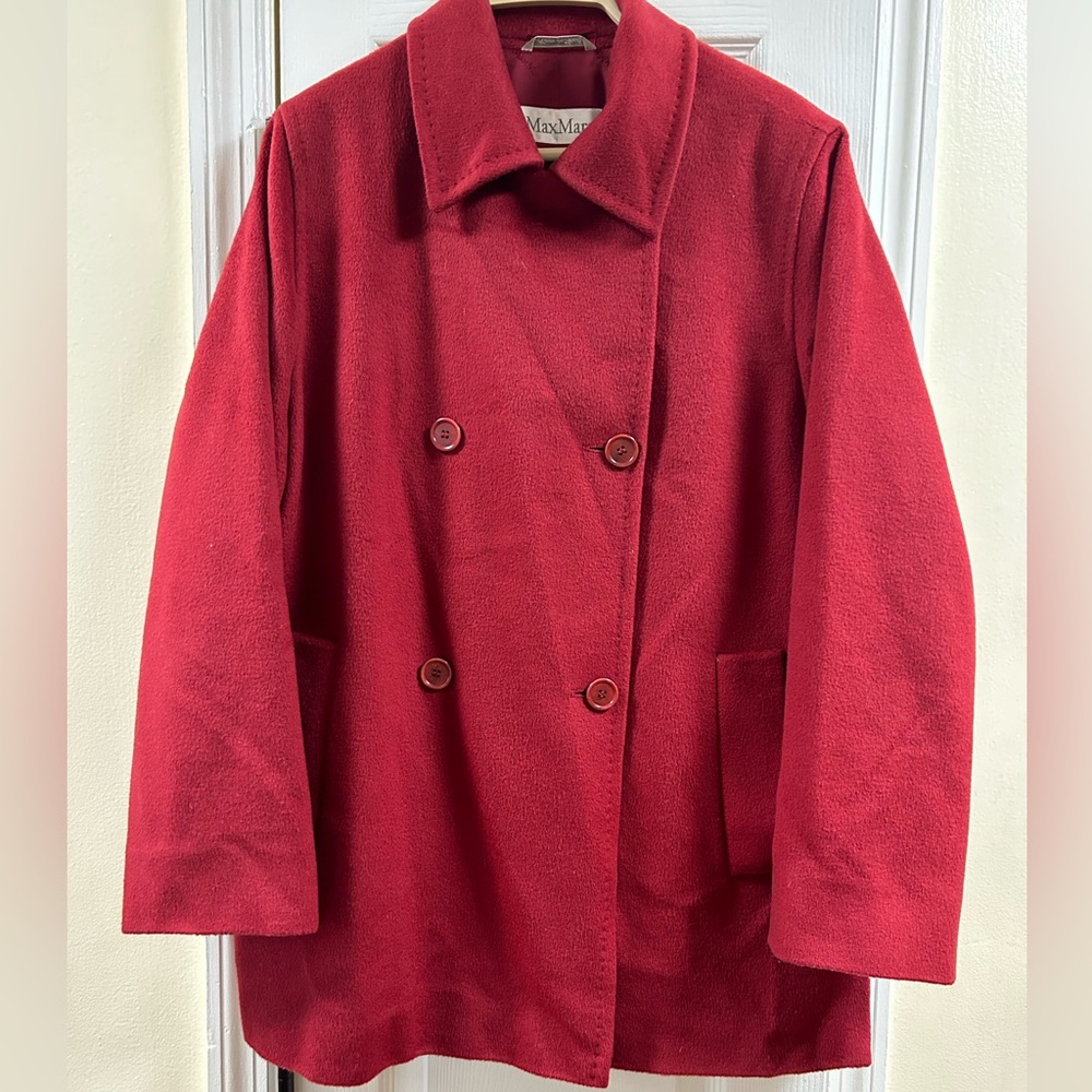 Max Mara Burgundy Red 100% Camel Hair Coat. Sz. 10